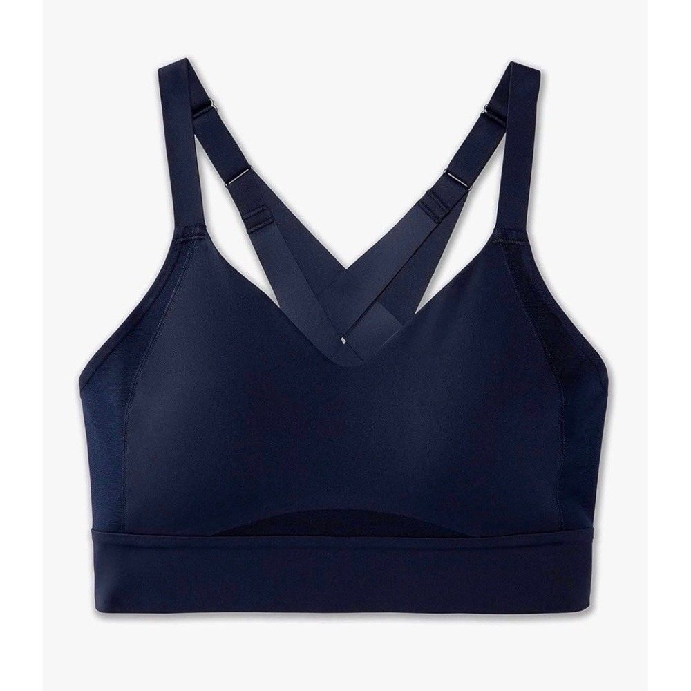 NWT Brooks Drive Interlace Run Bra Navy High Impact Sports Bra 38C/D 350082451